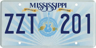 MS license plate ZZT201