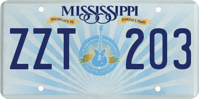 MS license plate ZZT203