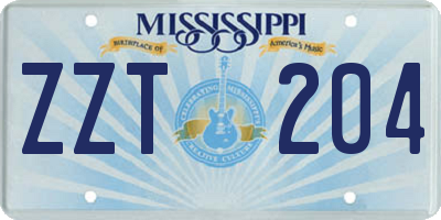 MS license plate ZZT204