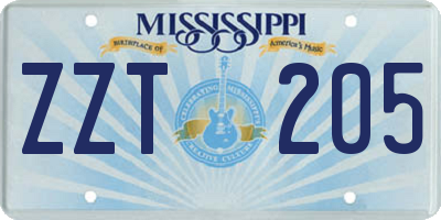 MS license plate ZZT205