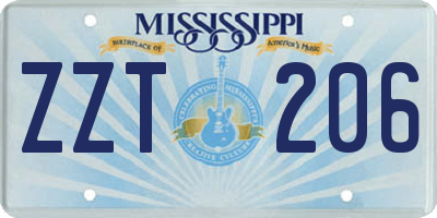 MS license plate ZZT206