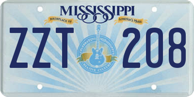 MS license plate ZZT208