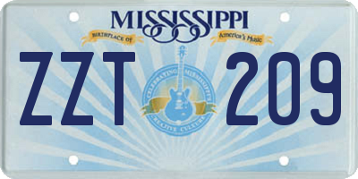 MS license plate ZZT209