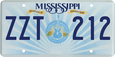 MS license plate ZZT212