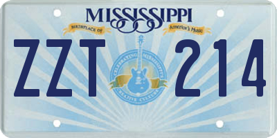 MS license plate ZZT214