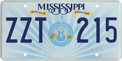 MS license plate ZZT215