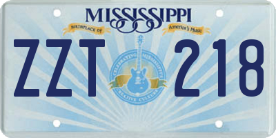 MS license plate ZZT218
