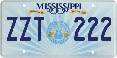 MS license plate ZZT222
