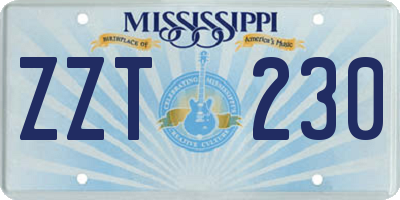 MS license plate ZZT230