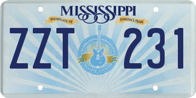 MS license plate ZZT231