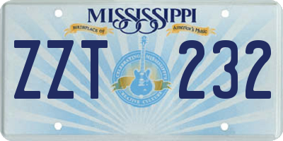 MS license plate ZZT232