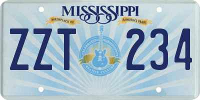MS license plate ZZT234