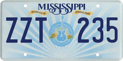 MS license plate ZZT235