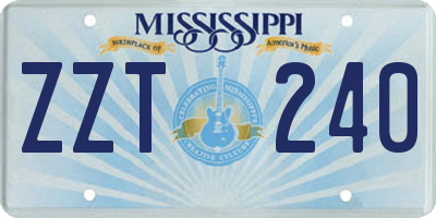 MS license plate ZZT240