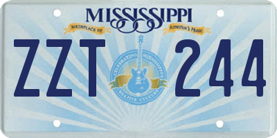 MS license plate ZZT244