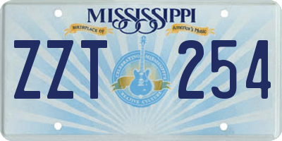 MS license plate ZZT254