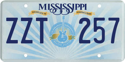MS license plate ZZT257