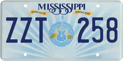 MS license plate ZZT258