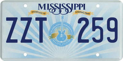 MS license plate ZZT259