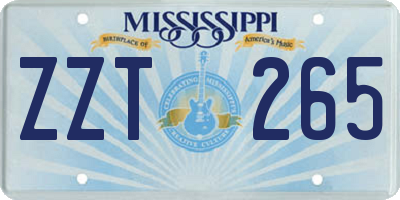 MS license plate ZZT265