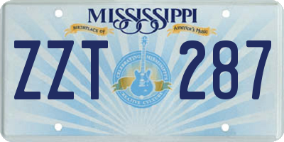 MS license plate ZZT287