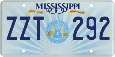 MS license plate ZZT292