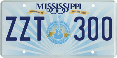MS license plate ZZT300