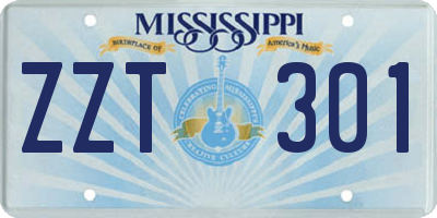 MS license plate ZZT301