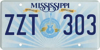 MS license plate ZZT303