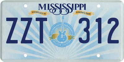 MS license plate ZZT312
