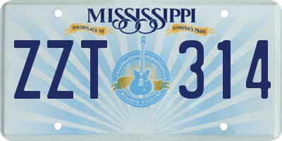 MS license plate ZZT314