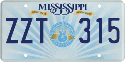 MS license plate ZZT315