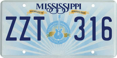 MS license plate ZZT316
