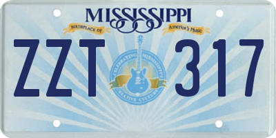 MS license plate ZZT317