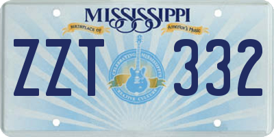 MS license plate ZZT332