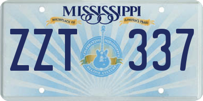 MS license plate ZZT337