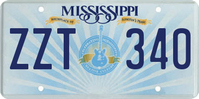 MS license plate ZZT340