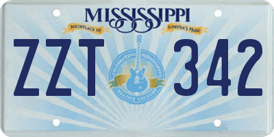 MS license plate ZZT342