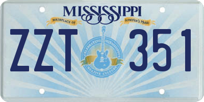 MS license plate ZZT351