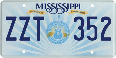 MS license plate ZZT352