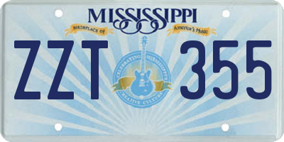 MS license plate ZZT355