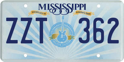 MS license plate ZZT362