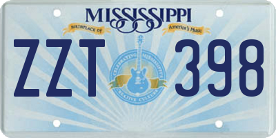 MS license plate ZZT398