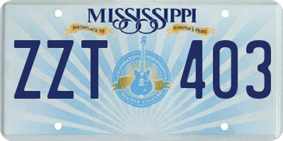 MS license plate ZZT403