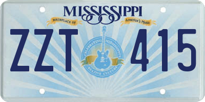 MS license plate ZZT415