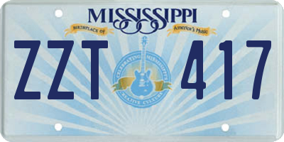 MS license plate ZZT417