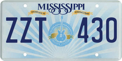 MS license plate ZZT430