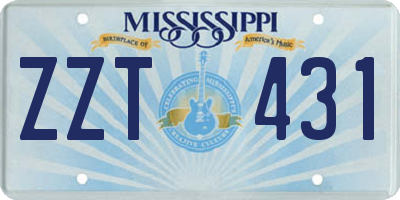 MS license plate ZZT431