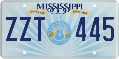 MS license plate ZZT445