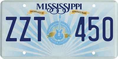 MS license plate ZZT450